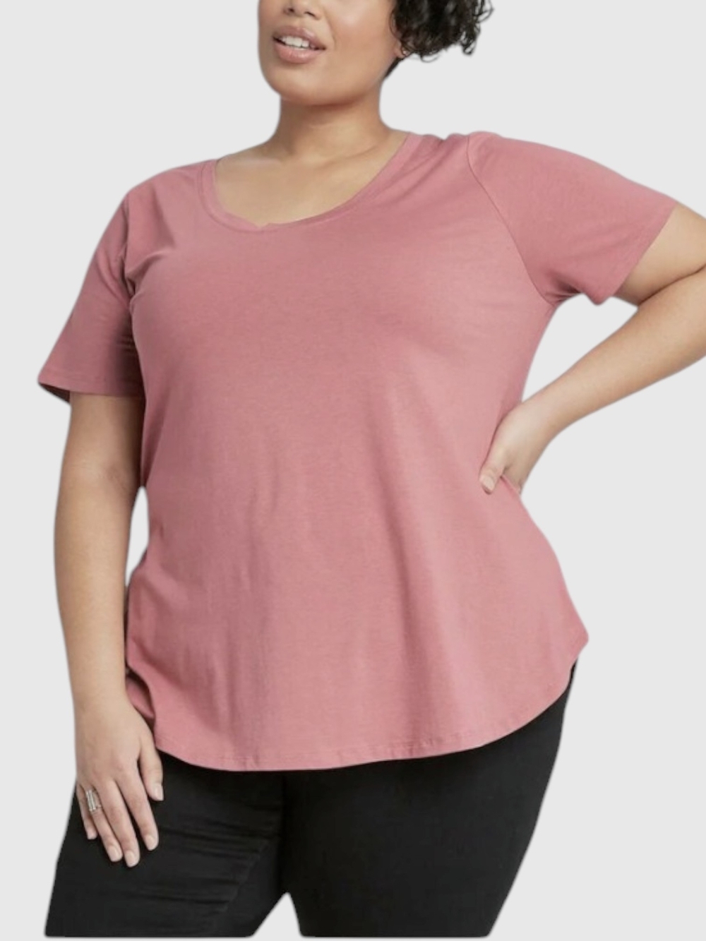 Ava & Viv Women's Plus Size Short Sleeve Scoop Neck Relaxed T-Shirt
